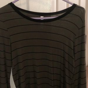 Black and green striped longsleeve shirt.